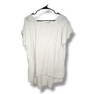 Women's Gray Linen Blouse Top Terzo Milennio Size M Italy Lagenlook Relaxed